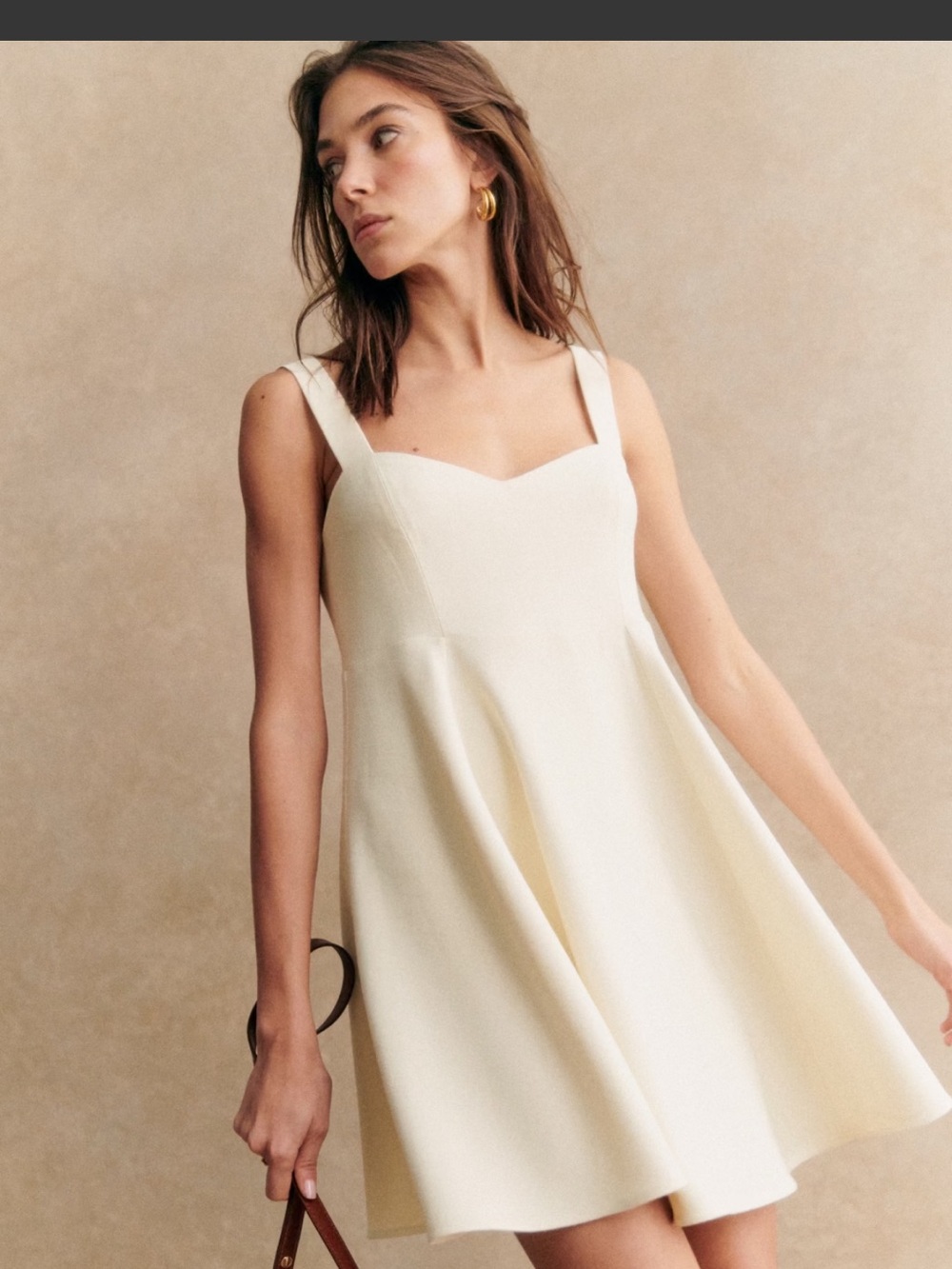 Sézane Salie Dress Cream Size 34 Linen Blend Mini Dress